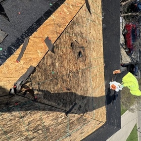 Inspection of roof sheathing before redecking work begins