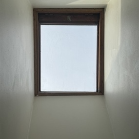 Interior view of new skylight opening before installation