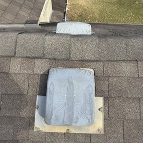 Roof prepared for skylight installation with updated flashing