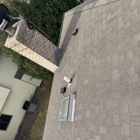 Overhead view of completed skylight installation project